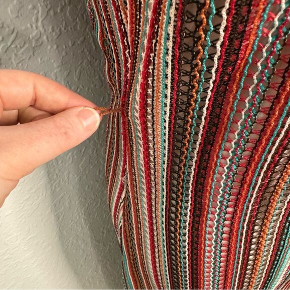 Sam Edelman Dress Macrame Stripe Sheath Multicolor Size 6 Women Midi Length Boho - Picture 5 of 9